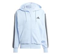 adidas Men's ESSENTIAL THREE STRIPES FLEECE ZIPPER HOODIE, glow blue/black, M