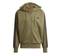 adidas Men's ESSENTIAL THREE STRIPES FLEECE ZIPPER HOODIE, olive strata/black, M