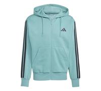 adidas Men's ESSENTIAL THREE STRIPES FLEECE ZIPPER HOODIE, powder teal/black, S
