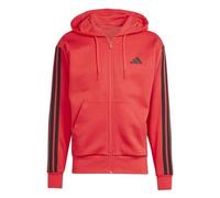 adidas Men's ESSENTIAL THREE STRIPES FLEECE ZIPPER HOODIE, pure ruby/black, XS