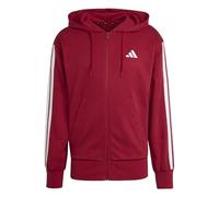 adidas Men's ESSENTIAL THREE STRIPES FRENCH TERRY FULLZIP HOODIE, active maroon/white, S