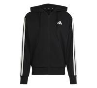 adidas Men's ESSENTIAL THREE STRIPES FRENCH TERRY FULLZIP HOODIE, Black/White, XS