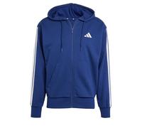 adidas Men's ESSENTIAL THREE STRIPES FRENCH TERRY FULLZIP HOODIE, Dark Blue/White, XS