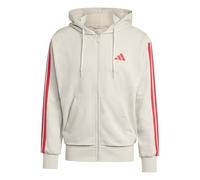 adidas Men's ESSENTIAL THREE STRIPES FRENCH TERRY FULLZIP HOODIE, wonder alumina/pure ruby, L