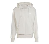 adidas Men's ESSENTIAL THREE STRIPES FRENCH TERRY FULLZIP HOODIE, wonder alumina/white, M