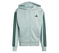 adidas Men's ESSENTIAL THREE STRIPES FRENCH TERRY FULLZIP HOODIE, Wonder Sage/collegiate green, XXL