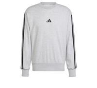 adidas Men's ESSENTIAL THREE STRIPES FRENCH TERRY SWEATSHIRT, Medium Grey Heather/Black, S