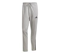 adidas Men's Essential Three Stripes Single Jersey Pant, Medium Grey Heather/Black, L