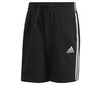 adidas Mens Essentials 3 Stripe Fleece Shorts Black/White S