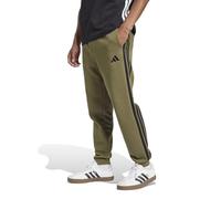 adidas Men's Essentials 3 Stripe Regular Fit Fleece Pants, Olive Strata/Black, X-Large