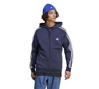 adidas mens Essentials 3-stripes Fleece Full Zip Hoodie, Ink, Large