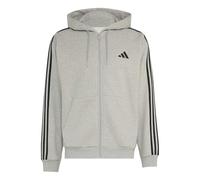 adidas Men's Essentials 3-Stripes Fleece Full-Zip Hoodie Sweatshirt, medium grey heather/white, M