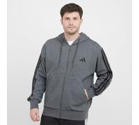adidas Men's Essentials 3-Stripes Fleece Hoodie, Grey L