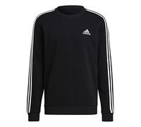 adidas Men's Essentials 3-Stripes Fleece Sweatshirt, Black/White, XL