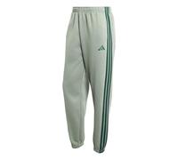 adidas Men's Essentials 3-Stripes Fleece Tapered Cuffed Pants, Silver Green/Collegiate Green, XL