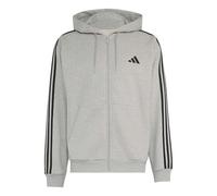 adidas Men's Essentials 3-Stripes French Terry Full-Zip Hoodie Sweatshirt, medium grey heather/white, 4XL