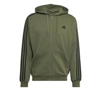 adidas Men's Essentials 3-Stripes French Terry Full-Zip Hoodie Sweatshirt, Olive Four/black, XXL