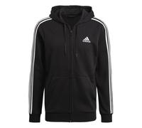 Adidas Mens Essentials 3 Stripes Full Zip Hoodie - Black - Black - M - 53% Cotton/36% Recycled Polyester/11% Viscose