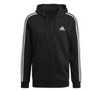Adidas Mens Essentials 3 Stripes Full Zip Hoodie - Black - Black - S