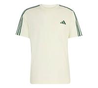 adidas Men's Essentials 3-Stripes Single Jersey Left Chest Nded Shirt, Ivory/Collegiate Green, S