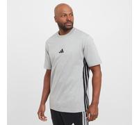 adidas Men's Essential Three Stripes Single Jersey TEE, Medium Grey Heather/Black, S