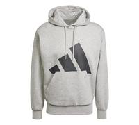 adidas Men's ESSENTIALS BIG LOGO FLEECE HOODIE, medium grey heather/black, XXL