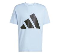 adidas Men's Essentials Big Logo Single Jersey Shirt, Glow Blue/Black, M