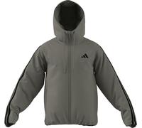 adidas Men's Essentials CLIMAWARM 3 Stripes Insulated Hooded Jackets, silver pebble, M