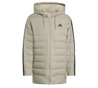 adidas Men's Essentials Climawarm 3 Stripes Light Down Hooded Parkas Coat, silver pebble, XXL