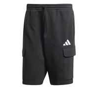adidas Men's Essentials FEELCOZY Fleece Cargo Short, Black/White, S