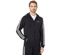 adidas Men's Essentials Fleece 3-Stripes Full-Zip Hoodie, Black, X-Large, Black, XL