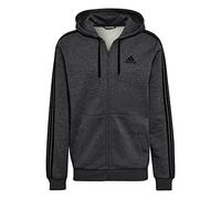 adidas Men's Essentials Fleece 3-Stripes Full-Zip Hoodie, Dark Grey Heather, 3XL