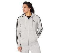 adidas Men's Essentials Fleece 3-Stripes Full-Zip Hoodie, Medium Grey Heather, XXL