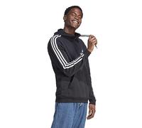 adidas Men's Essentials Fleece 3-Stripes Hoodie, Black, S