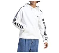 adidas Mens Essentials Fleece 3-Stripes Hoodie, White, L