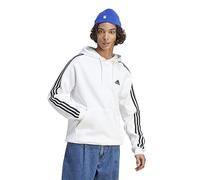 adidas Mens Essentials Fleece 3-Stripes Hoodie, White, L