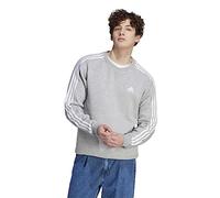 adidas Men's Essentials Fleece 3-Stripes Sweatshirt, Medium Grey Heather, XXL