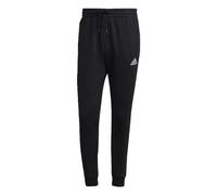 adidas Men's Essentials Fleece Regular Tapered Pants, Black/White, Medium Tall