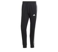 adidas Men's Essentials Fleece Tapered Cuff 3-Stripes Pants, Black/White, XS