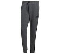 adidas Men's Essentials Fleece Tapered Cuff 3-Stripes Pants, Dark Grey Heather/Black, XS