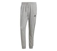 adidas Men's Essentials Fleece Tapered Cuff 3-Stripes Pants, Medium Grey Heather / Black, S