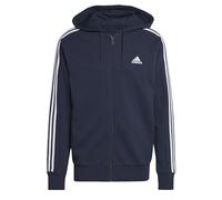 adidas Men's Essentials French Terry 3-Stripes Full-Zip Hoodie, Legend Ink/White, L