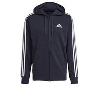 adidas Men's Essentials French Terry 3-Stripes Full-Zip Hoodie, Legend Ink/White, Medium