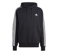 adidas Men's Essentials French Terry 3-Stripes Hoodie, Black/White, M