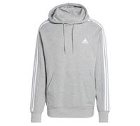 adidas Men's Essentials French Terry 3-Stripes Hoodie, Medium Grey Heather/White, XL