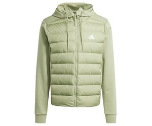 adidas Men's Essentials Hybrid Down Hooded Jacket, tent green, S