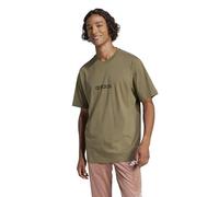 adidas Men's Essentials Linear Single Jersey Shirt, Olive strata/Black, L