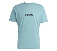 adidas Men's Essentials Linear Single Jersey TEE, Powder Teal/Black, L