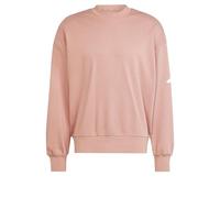 adidas Men's ESSENTIALS LOSE FIT THREE BAR SWEATSHIRT, Warm Clay/White, L