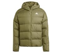 adidas Men's Essentials Midweight Down Hooded Stripes Jacket, Olive Strata, 3XL